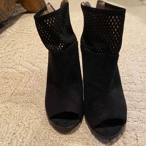 Black Peep-Toe Ankle Bootie